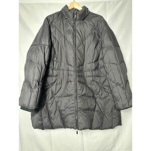 Lane Bryant Women 22/24 Black Down Feather Puffer Coat Quilted Mid-Length Jacket